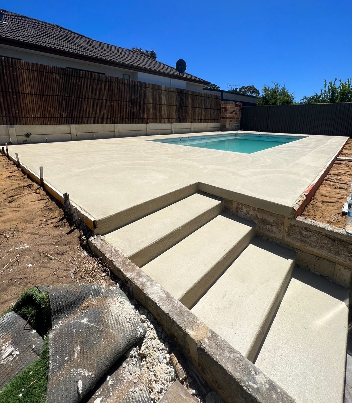 Limestone look pool surround in Wheelers Hill